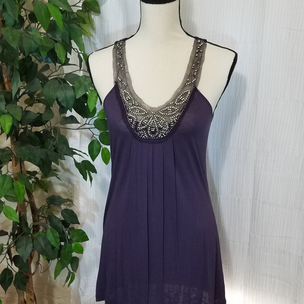 LILLY LOU PURPLE BEADED TANK TOP SIZE SMALL - Picture 7 of 7